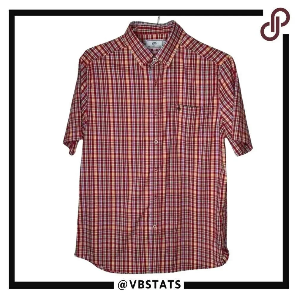 Southern Tide Intercoastal Red-Green-Blue-Yellow Plaid‎ SS Shirt in Size Medium